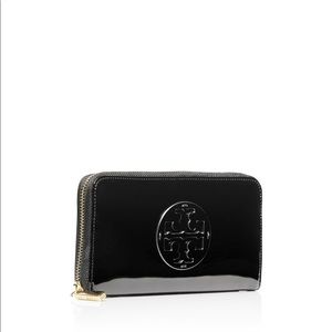 Tory Burch Patent Leather Wallet, Black